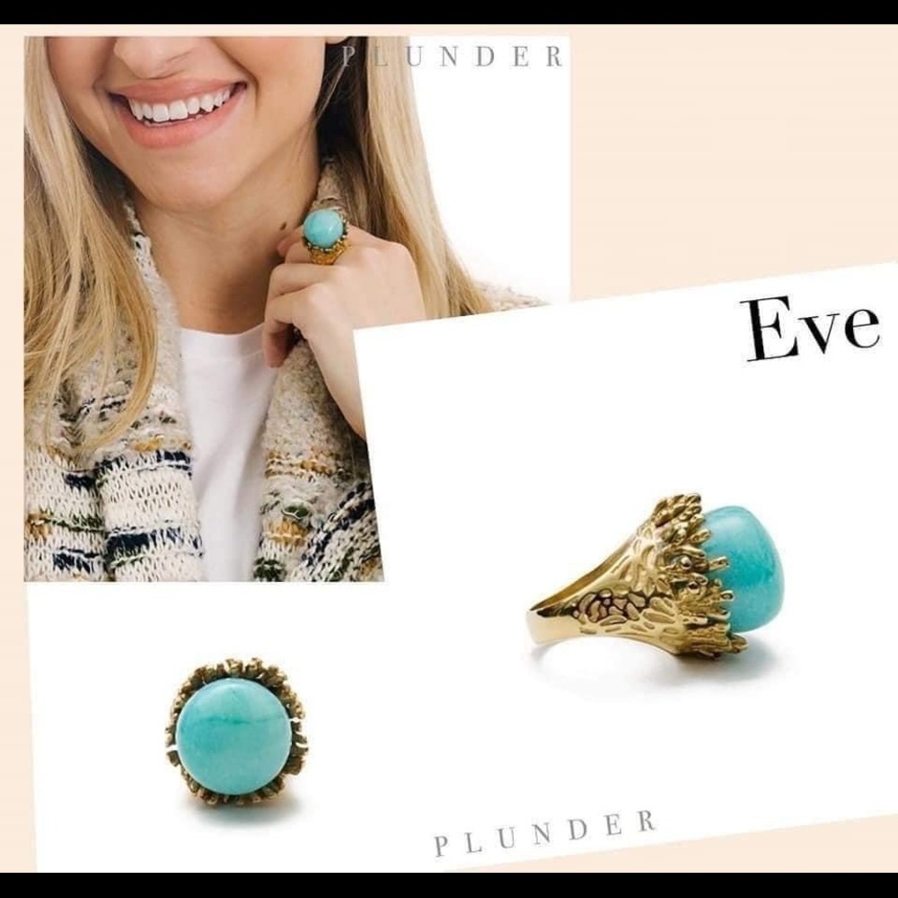 Plunder Eve Gold and Turquoise Ring - NIB with Tag attached. Sz 8